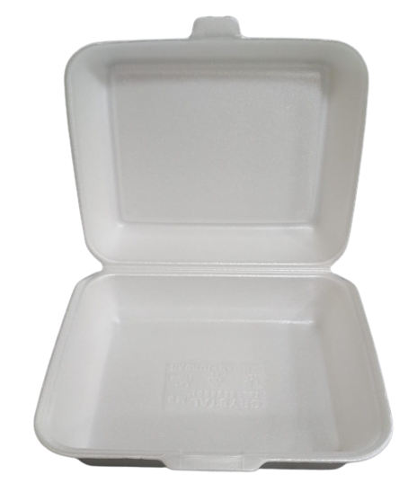 White Foam Square Take Out Container with Perforated Hinged Lid